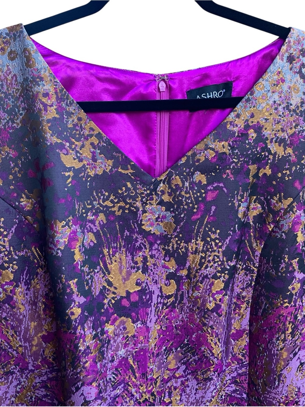 Ashro 3X Purple Multi Print Fit & Flare Dress – Plus Size Knee Length - Picture 4 of 8